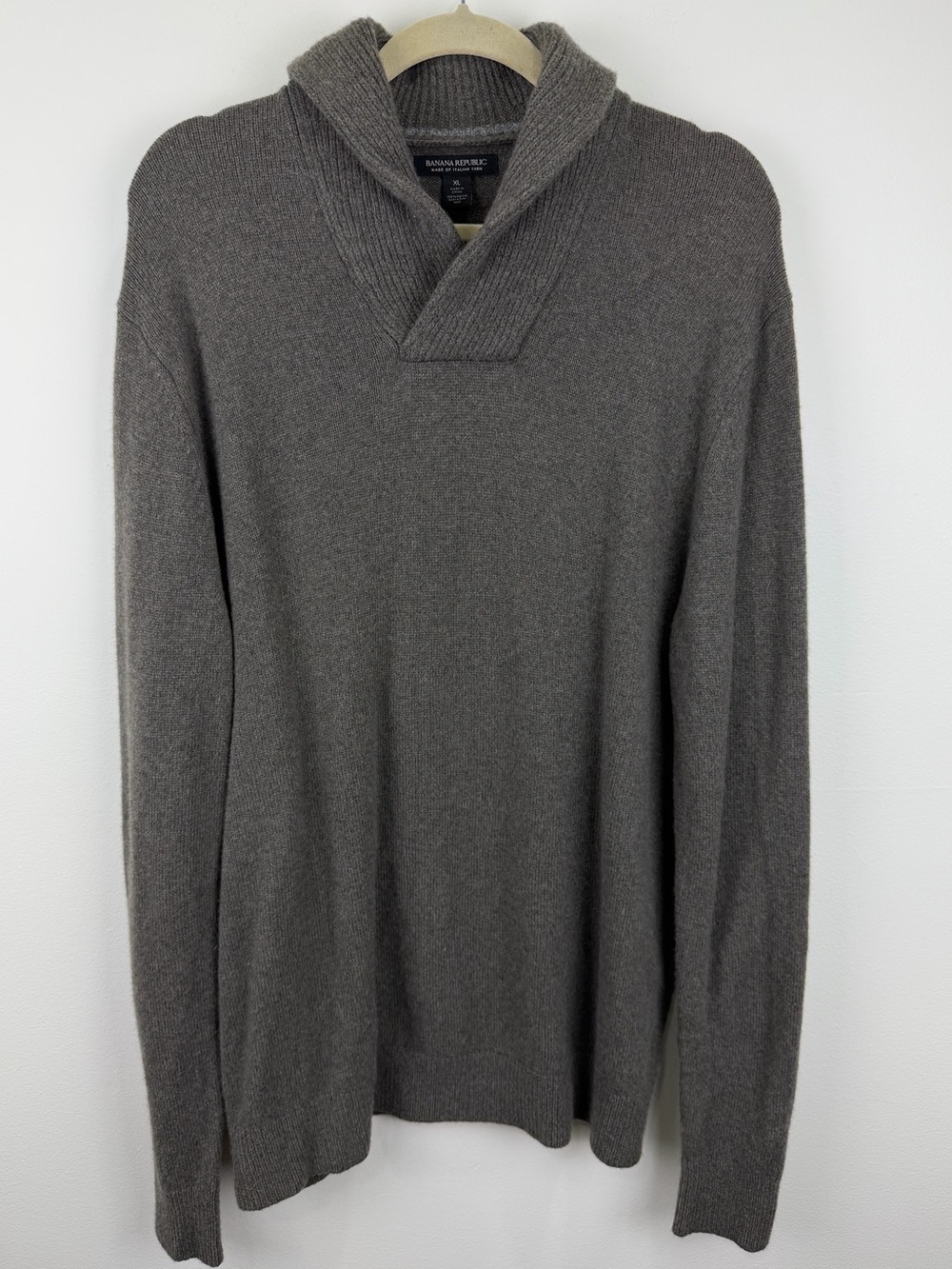 Banana Republic Men’s XL 100% Merino Wool Shawl Collar Sweater Italian Yarn
